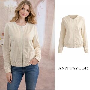 NEW Ann Taylor Cream Perforated jacket